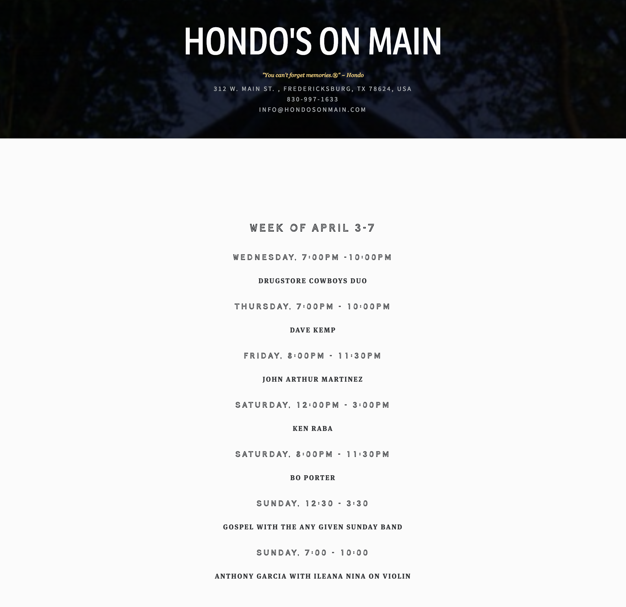 Fredericksburg Texas Online Hondo's On Main