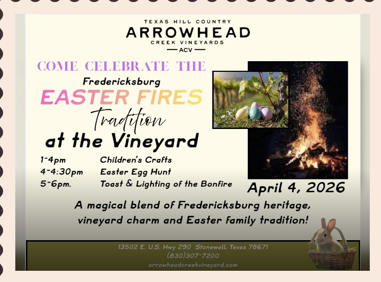 Easter Fires Tradition at Arrowhead Creek Vineyards