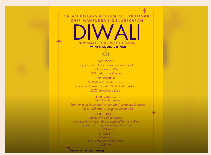 Diwali Winemakers Dinner