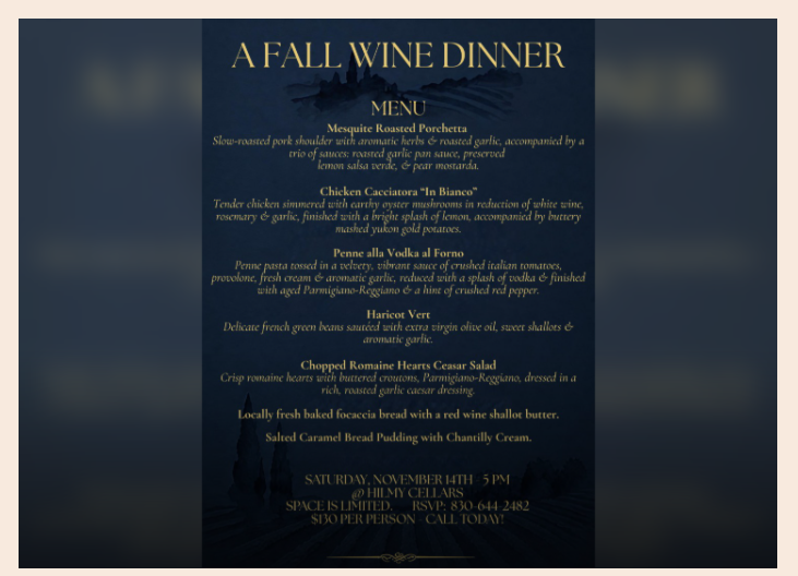 A Fall Wine Dinner