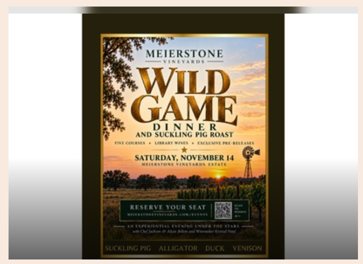 5- Course Wild Game Dinner at Meierstone Vineyards